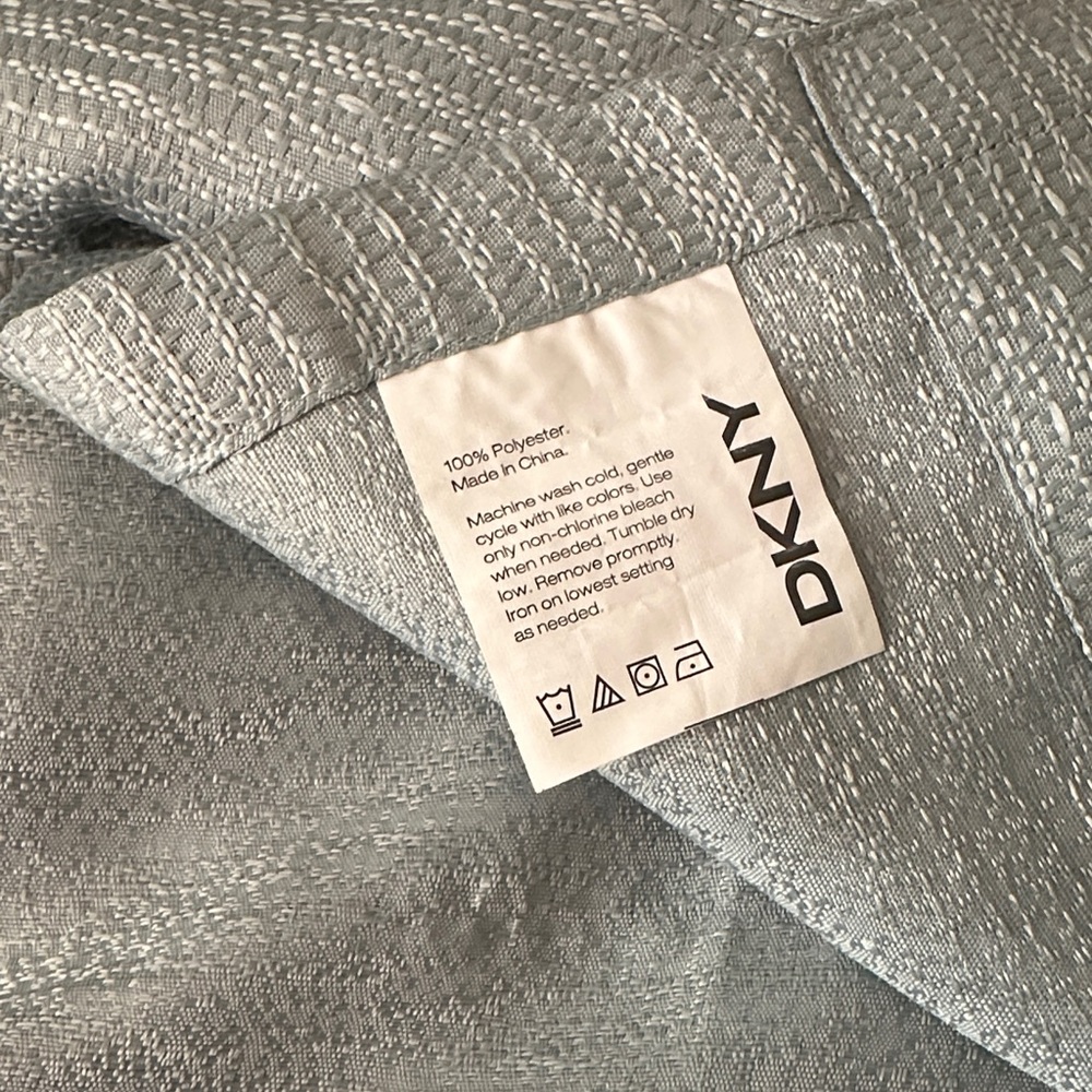 DKNY light teal Textured Fabric curtains: set of 4